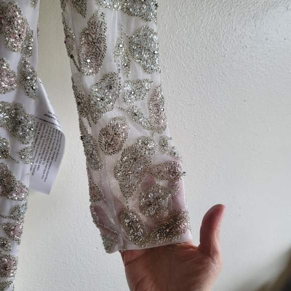 Mac duggal, Foliage Embellished‎ Sheath Dress, Ivory, Size 4, NWT - Picture 6 of 15